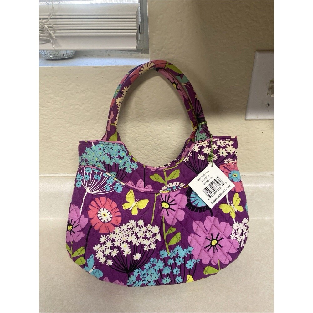Vera Bradley Flutterby Girls Tote Bag Butterfly Purse Retired EUC